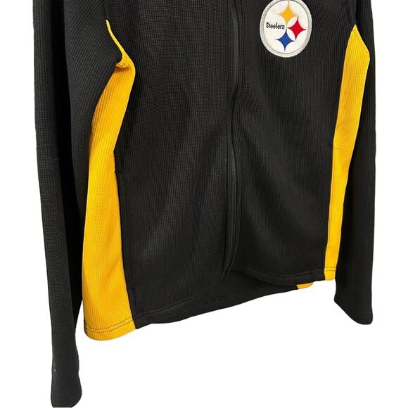 Steelers Unisex Waffle Knit Fleece Lined Full Zip Active Jacket EUC Size Medium - Picture 3 of 10